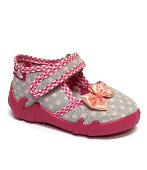 Gracie pink and grey shoes with a bow
