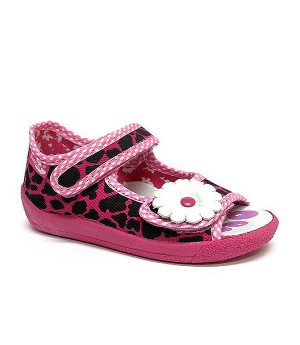 Amelia black and pink sandals with a flower