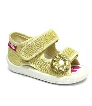 Olivia gold glitter sandals with a flower