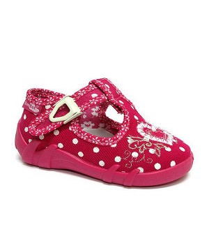 Amaranth polka dots shoes with a heart