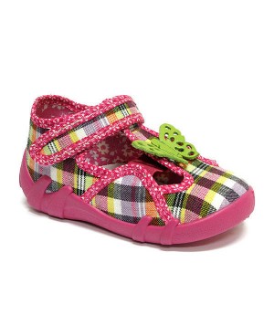 Checkered rainbow shoes with a butterfly
